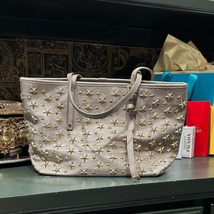 Jimmy Choo Taupe Tote with Gold Star Studs